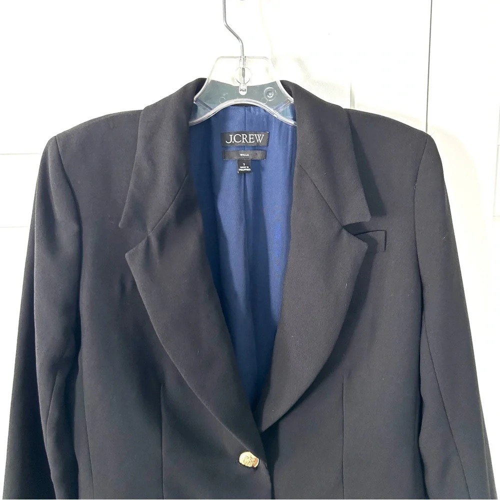 J. Crew Women's Black City Crepe Willa Blazer‎ in Size 2
